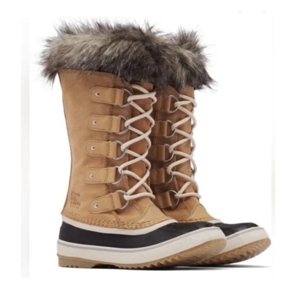 Sorel Joan of Arctic Boots Honest Beige Suede Rubber Winter Snow boots Size 8.5